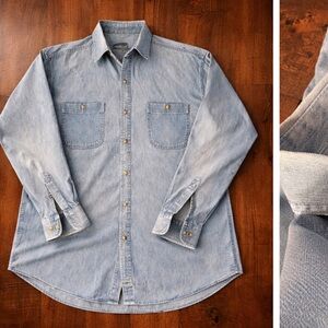 Casual Light Blue Button-Down Denim Shirt